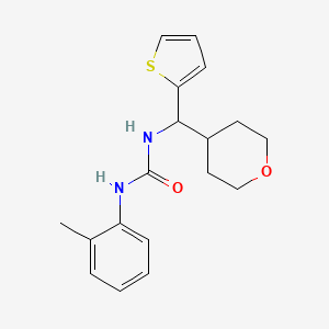 molecular formula C18H22N2O2S B2540979 1-((tetrahydro-2H-pyran-4-yl)(thiophen-2-yl)methyl)-3-(o-tolyl)urea CAS No. 2319638-79-2