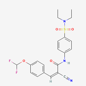 molecular formula C21H21F2N3O4S B2540990 (Z)-2-Cyano-N-[4-(diethylsulfamoyl)phenyl]-3-[4-(difluoromethoxy)phenyl]prop-2-enamide CAS No. 326178-18-1