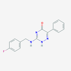 molecular formula C16H13FN4O B254100 3-[(4-fluorophenyl)methylamino]-6-phenyl-2H-1,2,4-triazin-5-one 