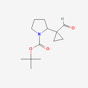 molecular formula C13H21NO3 B2541001 Tert-butyl 2-(1-formylcyclopropyl)pyrrolidine-1-carboxylate CAS No. 2229297-89-4