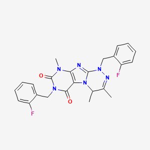 molecular formula C24H22F2N6O2 B2541003 1,7-bis(2-fluorobenzyl)-3,4,9-trimethyl-7,9-dihydro-[1,2,4]triazino[3,4-f]purine-6,8(1H,4H)-dione CAS No. 898410-34-9