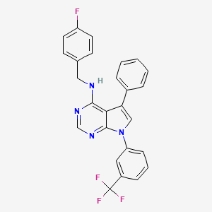 molecular formula C26H18F4N4 B2541030 N-(4-fluorobenzyl)-5-phenyl-7-[3-(trifluoromethyl)phenyl]-7H-pyrrolo[2,3-d]pyrimidin-4-amine CAS No. 477236-68-3