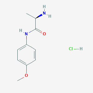 molecular formula C10H15ClN2O2 B2541035 (2R)-2-氨基-N-(4-甲氧基苯基)丙酰胺；盐酸盐 CAS No. 2411181-58-1