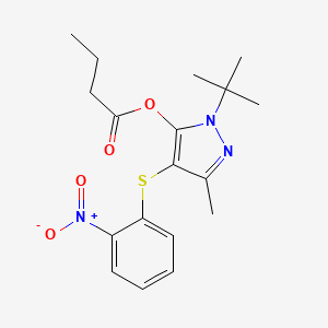 1-(tert-butyl)-3-methyl-4-((2-nitrophenyl)thio)-1H-pyrazol-5-yl butyrate