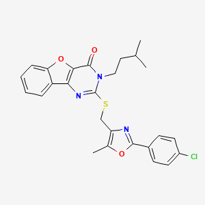 2-(((2-(4-chlorophenyl)-5-methyloxazol-4-yl)methyl)thio)-3-isopentylbenzofuro[3,2-d]pyrimidin-4(3H)-one