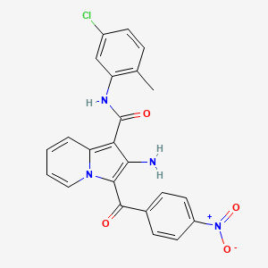 molecular formula C23H17ClN4O4 B2541060 2-氨基-N-(5-氯-2-甲基苯基)-3-(4-硝基苯甲酰基)吲哚并[1,2-b]氮杂环-1-甲酰胺 CAS No. 905778-51-0