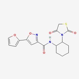 molecular formula C17H17N3O5S B2541071 N-(2-(2,4-二氧噻唑烷-3-基)环己基)-5-(呋喃-2-基)异恶唑-3-甲酰胺 CAS No. 1207038-68-3