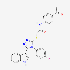 molecular formula C26H20FN5O2S B2541073 N-(4-acetylphenyl)-2-((4-(4-fluorophenyl)-5-(1H-indol-3-yl)-4H-1,2,4-triazol-3-yl)thio)acetamide CAS No. 946236-40-4