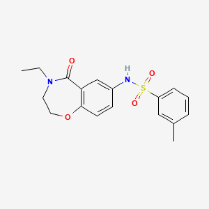 molecular formula C18H20N2O4S B2541074 N-(4-ethyl-5-oxo-2,3,4,5-tetrahydrobenzo[f][1,4]oxazepin-7-yl)-3-methylbenzenesulfonamide CAS No. 922007-77-0