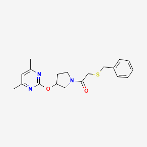 2-(Benzylthio)-1-(3-((4,6-dimethylpyrimidin-2-yl)oxy)pyrrolidin-1-yl)ethanone