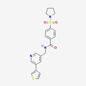 4-(pyrrolidin-1-ylsulfonyl)-N-((5-(thiophen-3-yl)pyridin-3-yl)methyl)benzamide