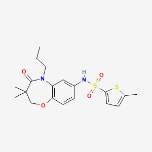 molecular formula C19H24N2O4S2 B2541085 N-(3,3-dimethyl-4-oxo-5-propyl-2,3,4,5-tetrahydrobenzo[b][1,4]oxazepin-7-yl)-5-methylthiophene-2-sulfonamide CAS No. 921914-79-6