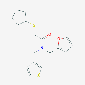 2-(cyclopentylthio)-N-(furan-2-ylmethyl)-N-(thiophen-3-ylmethyl)acetamide