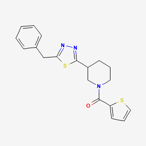 molecular formula C19H19N3OS2 B2541111 (3-(5-Benzyl-1,3,4-thiadiazol-2-yl)piperidin-1-yl)(thiophen-2-yl)methanone CAS No. 1203097-81-7