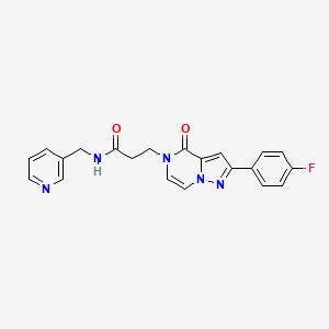 molecular formula C21H18FN5O2 B2541127 3-[2-(4-fluorophenyl)-4-oxopyrazolo[1,5-a]pyrazin-5(4H)-yl]-N-(pyridin-3-ylmethyl)propanamide CAS No. 1326917-50-3