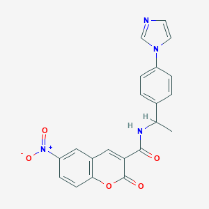 molecular formula C21H16N4O5 B254113 N-{1-[4-(1H-imidazol-1-yl)phenyl]ethyl}-6-nitro-2-oxo-2H-chromene-3-carboxamide 