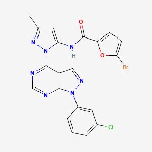 molecular formula C20H13BrClN7O2 B2541135 5-ブロモ-N-(1-(1-(3-クロロフェニル)-1H-ピラゾロ[3,4-d]ピリミジン-4-イル)-3-メチル-1H-ピラゾール-5-イル)フラン-2-カルボキサミド CAS No. 1007172-70-4