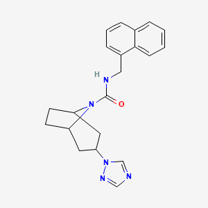 molecular formula C21H23N5O B2541154 (1R,5S)-N-(naphthalen-1-ylmethyl)-3-(1H-1,2,4-triazol-1-yl)-8-azabicyclo[3.2.1]octane-8-carboxamide CAS No. 2309802-57-9