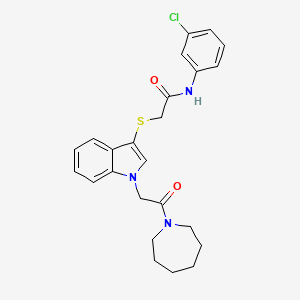 molecular formula C24H26ClN3O2S B2541157 2-{[1-(2-azepan-1-yl-2-oxoethyl)-1H-indol-3-yl]thio}-N-(3-chlorophenyl)acetamide CAS No. 878055-44-8