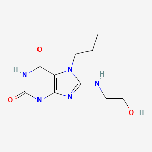 molecular formula C11H17N5O3 B2541162 8-((2-Hydroxyethyl)amino)-3-methyl-7-propyl-1H-purin-2,6(3H,7H)-dion CAS No. 923688-70-4