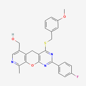 (2-(4-fluorophenyl)-4-((3-methoxybenzyl)thio)-9-methyl-5H-pyrido[4',3':5,6]pyrano[2,3-d]pyrimidin-6-yl)methanol