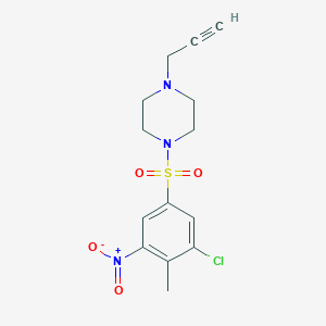 molecular formula C14H16ClN3O4S B2541171 1-(3-Chloro-4-methyl-5-nitrobenzenesulfonyl)-4-(prop-2-yn-1-yl)piperazine CAS No. 1798769-24-0