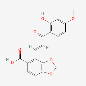 molecular formula C18H14O7 B2541181 4-[(1E)-3-(2-hydroxy-4-methoxyphenyl)-3-oxoprop-1-en-1-yl]-1,3-benzodioxole-5-carboxylic acid CAS No. 1239853-95-2