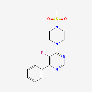 molecular formula C15H17FN4O2S B2541182 5-Fluoro-4-(4-methylsulfonylpiperazin-1-yl)-6-phenylpyrimidine CAS No. 2379951-61-6