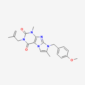 molecular formula C21H23N5O3 B2541188 8-(4-甲氧基苄基)-1,7-二甲基-3-(2-甲烯丙基)-1H-咪唑并[2,1-f]嘌呤-2,4(3H,8H)-二酮 CAS No. 876902-44-2