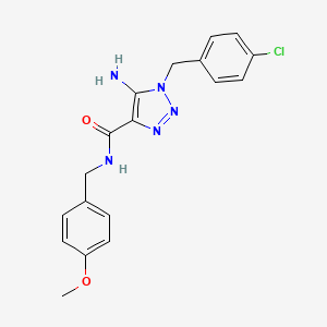molecular formula C18H18ClN5O2 B2541221 5-amino-1-(4-chlorobenzyl)-N-(4-methoxybenzyl)-1H-1,2,3-triazole-4-carboxamide CAS No. 899736-45-9
