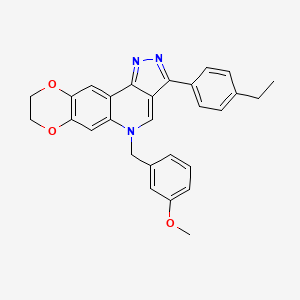 molecular formula C28H25N3O3 B2541223 3-(4-ethylphenyl)-5-(3-methoxybenzyl)-8,9-dihydro-5H-[1,4]dioxino[2,3-g]pyrazolo[4,3-c]quinoline CAS No. 866811-03-2