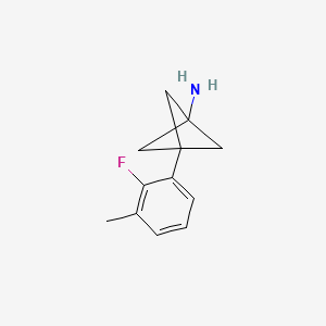 molecular formula C12H14FN B2541225 3-(2-Fluoro-3-methylphenyl)bicyclo[1.1.1]pentan-1-amine CAS No. 2287342-59-8