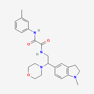 molecular formula C24H30N4O3 B2541229 N1-(2-(1-methylindolin-5-yl)-2-morpholinoethyl)-N2-(m-tolyl)oxalamide CAS No. 922014-89-9
