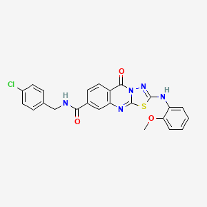 N-[(4-chlorophenyl)methyl]-2-[(2-methoxyphenyl)amino]-5-oxo-5H-[1,3,4]thiadiazolo[2,3-b]quinazoline-8-carboxamide