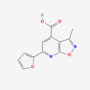 molecular formula C12H8N2O4 B2541239 6-(2-呋喃基)-3-甲基异恶唑并[5,4-b]吡啶-4-羧酸 CAS No. 900136-96-1
