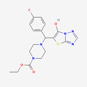 Ethyl 4-((4-fluorophenyl)(6-hydroxythiazolo[3,2-b][1,2,4]triazol-5-yl)methyl)piperazine-1-carboxylate