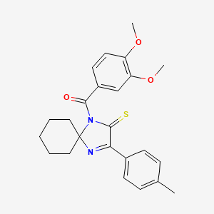 molecular formula C24H26N2O3S B2541245 1-(3,4-Dimethoxybenzoyl)-3-(4-methylphenyl)-1,4-diazaspiro[4.5]dec-3-ene-2-thione CAS No. 899911-24-1
