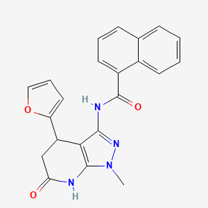 molecular formula C22H18N4O3 B2541247 N-(4-(furan-2-yl)-1-methyl-6-oxo-4,5,6,7-tetrahydro-1H-pyrazolo[3,4-b]pyridin-3-yl)-1-naphthamide CAS No. 1170150-68-1
