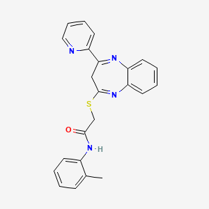 molecular formula C23H20N4OS B2541251 2-((4-(pyridin-2-yl)-3H-benzo[b][1,4]diazepin-2-yl)thio)-N-(o-tolyl)acetamide CAS No. 1251606-79-7