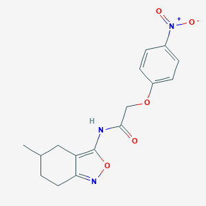 molecular formula C16H17N3O5 B254126 N-(5-methyl-4,5,6,7-tetrahydro-2,1-benzisoxazol-3-yl)-2-(4-nitrophenoxy)acetamide 