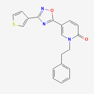 molecular formula C19H15N3O2S B2541261 1-phenethyl-5-(3-(thiophen-3-yl)-1,2,4-oxadiazol-5-yl)pyridin-2(1H)-one CAS No. 1396863-88-9