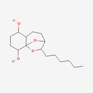 molecular formula C16H28O4 B2541288 2-Hexyloctahydro-2h-3,9a-epoxy-1-benzoxepine-6,9-diol CAS No. 125291-65-8