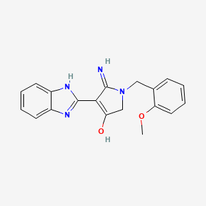 molecular formula C19H18N4O2 B2541296 5-amino-4-(1H-1,3-benzodiazol-2-yl)-1-[(2-methoxyphenyl)methyl]-2,3-dihydro-1H-pyrrol-3-one CAS No. 885189-72-0