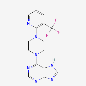 molecular formula C15H14F3N7 B2541301 6-(4-(3-(trifluoromethyl)pyridin-2-yl)piperazin-1-yl)-9H-purine CAS No. 537667-22-4