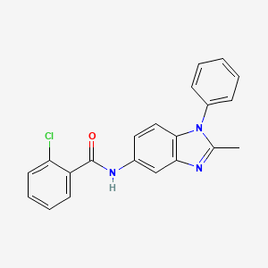 molecular formula C21H16ClN3O B2541304 2-chloro-N-(2-methyl-1-phenylbenzimidazol-5-yl)benzamide CAS No. 313275-88-6