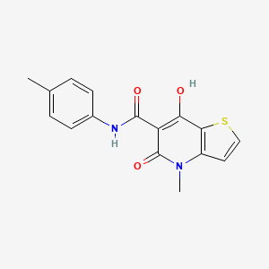 molecular formula C16H14N2O3S B2541311 7-hydroxy-4-methyl-N-(4-methylphenyl)-5-oxo-4,5-dihydrothieno[3,2-b]pyridine-6-carboxamide CAS No. 1251687-70-3