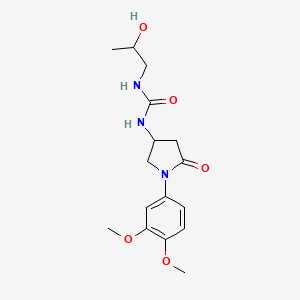 molecular formula C16H23N3O5 B2541321 1-(1-(3,4-二甲氧基苯基)-5-氧代吡咯烷-3-基)-3-(2-羟丙基)脲 CAS No. 877641-36-6