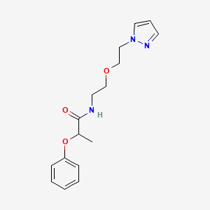 molecular formula C16H21N3O3 B2541322 N-(2-(2-(1H-pyrazol-1-yl)ethoxy)ethyl)-2-phenoxypropanamide CAS No. 2034563-34-1