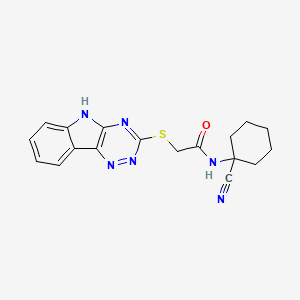 molecular formula C18H18N6OS B2541328 N-(1-cyanocyclohexyl)-2-(5H-[1,2,4]triazino[5,6-b]indol-3-ylsulfanyl)acetamide CAS No. 941019-56-3