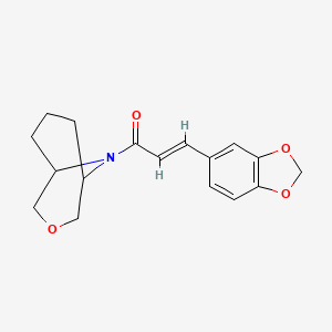 molecular formula C17H19NO4 B2541329 (E)-3-(苯并[d][1,3]二氧杂环-5-基)-1-(3-氧杂-9-氮杂双环[3.3.1]壬-9-基)丙-2-烯-1-酮 CAS No. 1428381-69-4